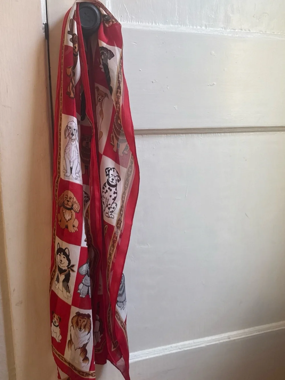 Red and White Dog-Print Square Scarf - Classic Women's Wrap